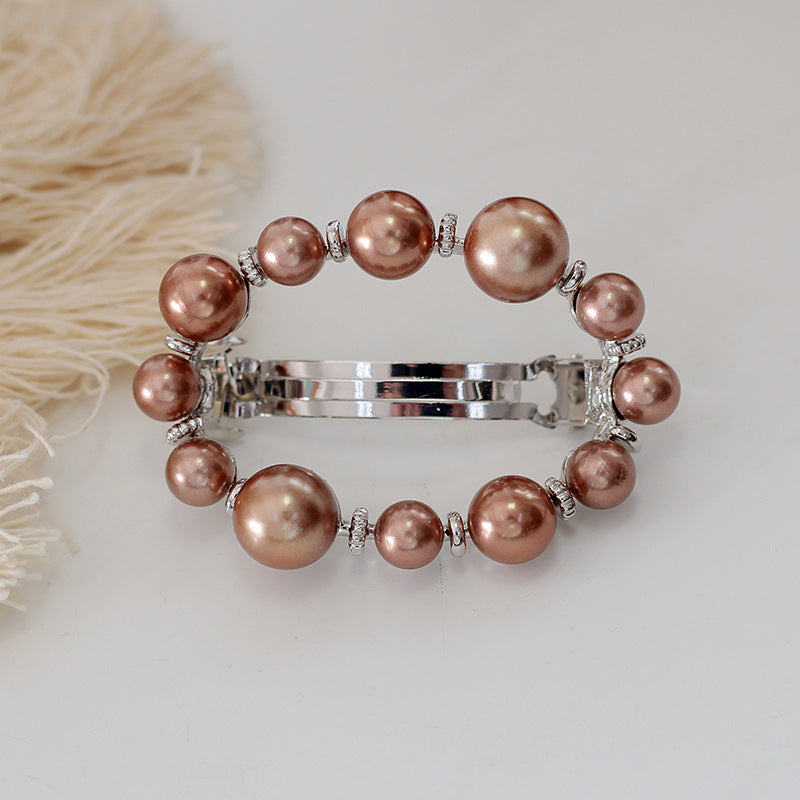 Wholesale Pearl Hollow Alloy Spring Clip with Diamond